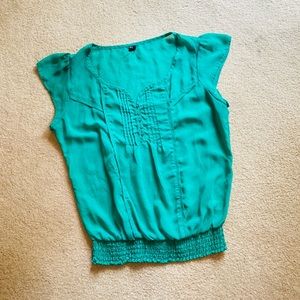 NWOT Maurices Green Short Sleeve Sheer Blouse